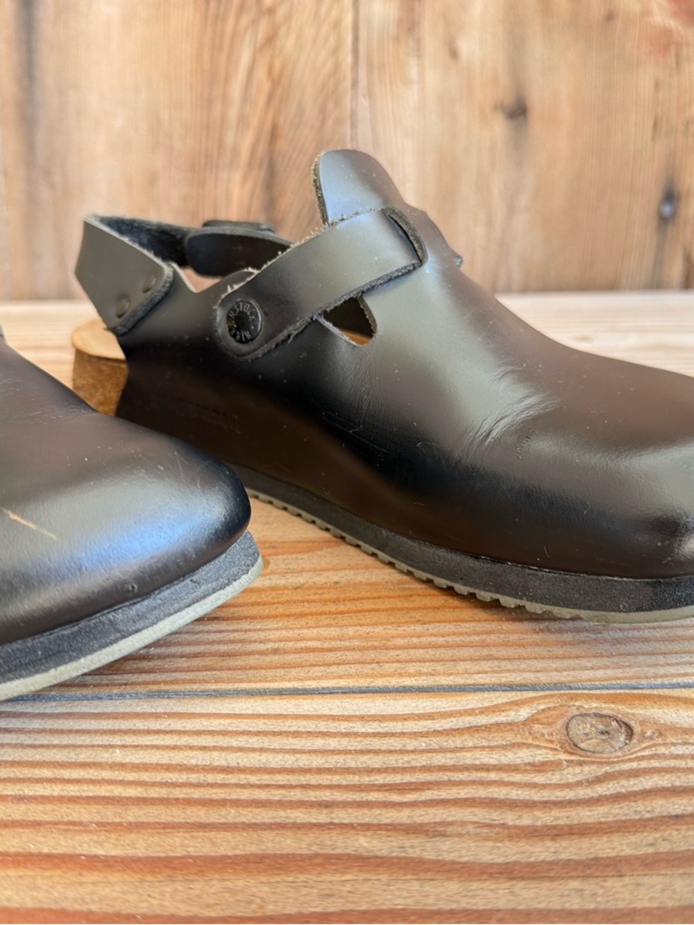 Birkenstock Tokyo Black Leather Clog Mules with Adjustable Strap - Picture 8 of 11